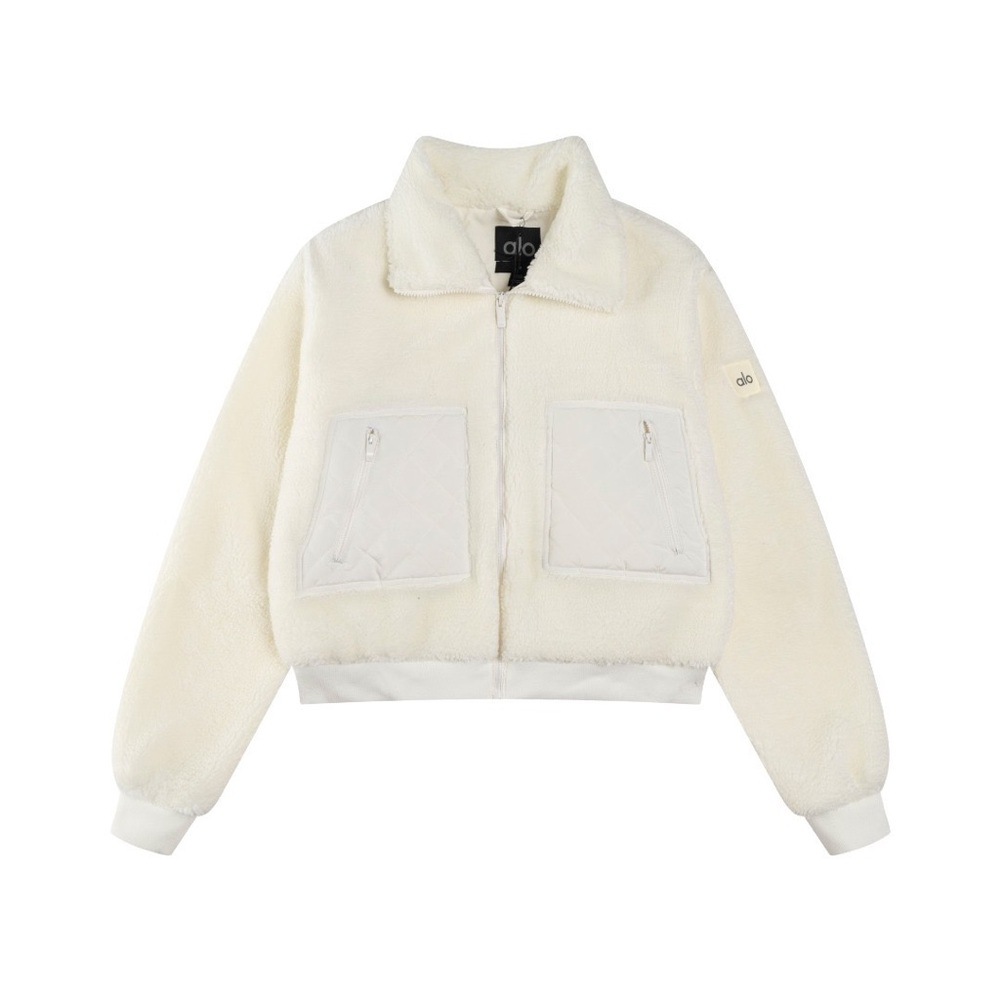 ALO Yoga Cream Teddy Sherpa Zip Jacket